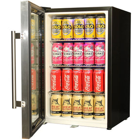 Tropical Glass Door Mini Bar Fridge / 80 Cans Left Hinged Add 1 Extra Yr Parts/Labour