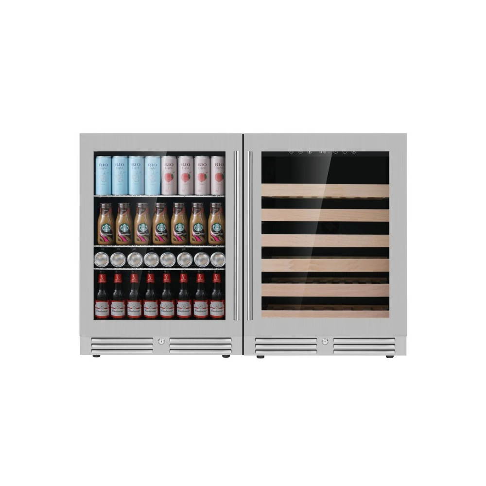 Under-Bench Wine & Bar Fridges Combo with Low-E Glass