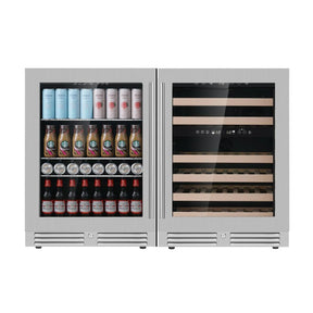 Under Bench Wine Fridge and Bar Refrigerator COMBO With Low-E Glass