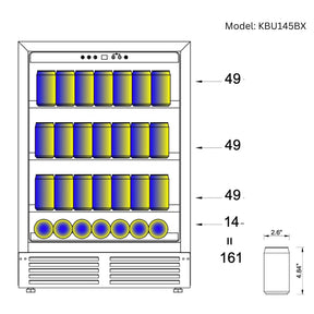 Under Bench Wine Fridge and Bar Refrigerator COMBO With Low-E Glass
