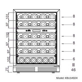 Under Bench Wine Fridge and Bar Refrigerator COMBO With Low-E Glass