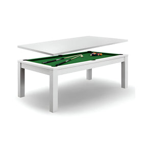 Pool Table - 7Ft Elegance Dining Pool Table White/Green With Top Free Accessories