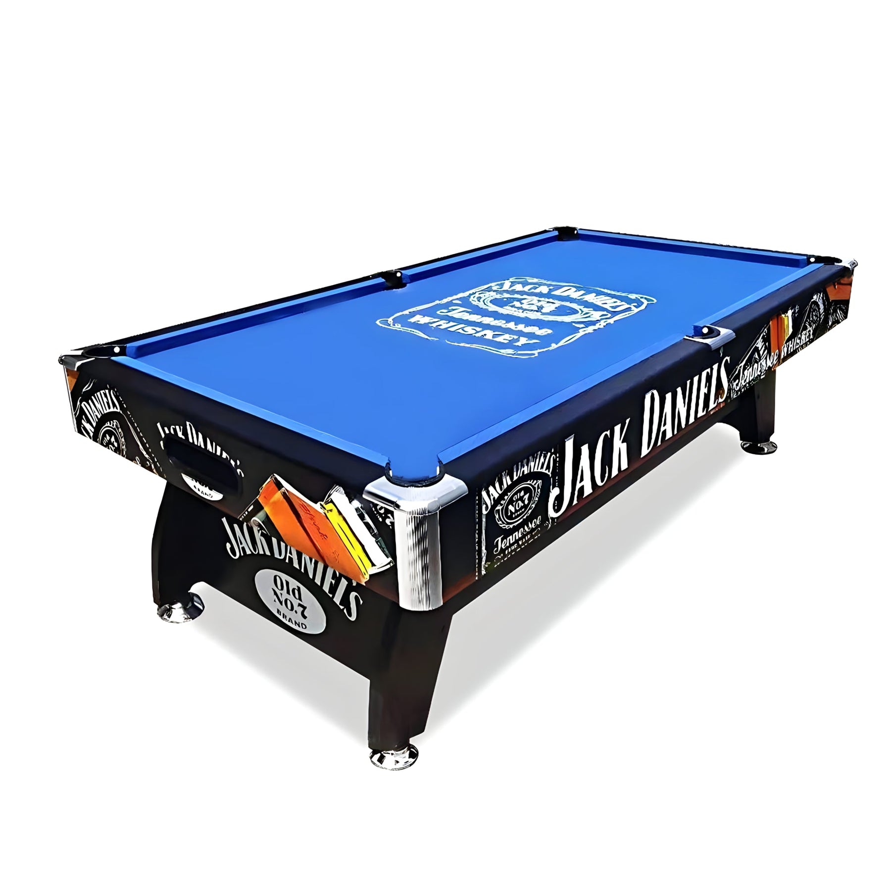 Pool Table - JD LOGO 7FT MDF Black / Blue Pool Snooker Billiards Table Free Accessories