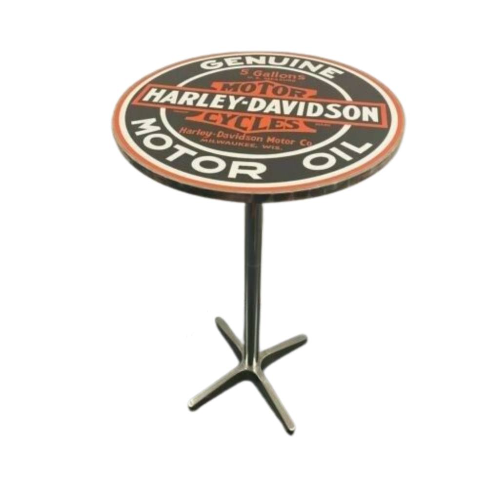 Table & Bar Stools - Harley Davidson Motor Oil Adjustable Height Retro Bar Table