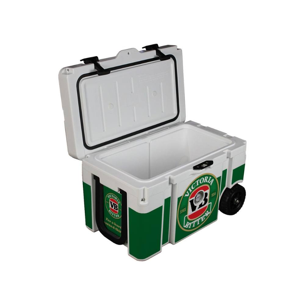 VB Branded Rhino ES-50QT Roto Molded Foam Injected 50 Litre Ice Box With Longest Ice Retention & Cool Wheels With Handle
