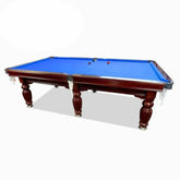 Pool Table - 9FT Walnut Blue Felt Luxury Slate Pool Billiard Snooker Table Free Accessory