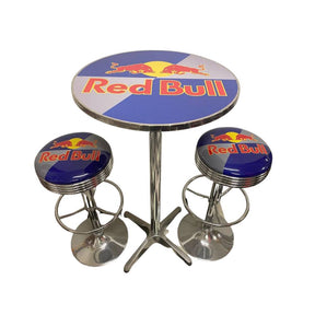 Table & Bar Stools - Red Bull Retro Table & 2 Stools Package