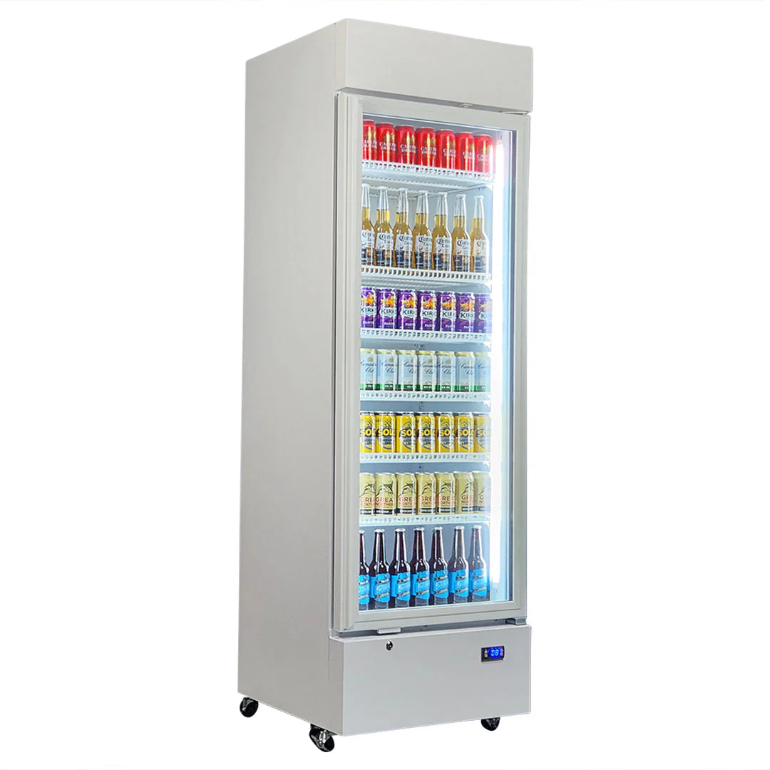 Upright Quiet Running Glass Door Bar Fridge - Model HUS-SC372W