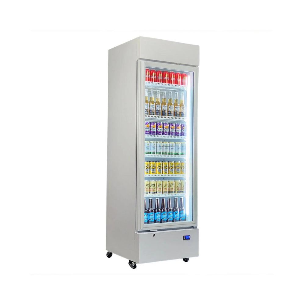 Upright Quiet Running Glass Door Bar Fridge Left Hinged - Model HUS-SC372LW