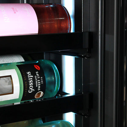 Upright Slim Depth Quiet Running Glass Front 3 Zone Beer And Wine Fridge With 5 x LED Colour Option