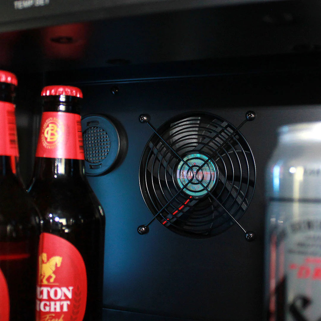 Upright Slim Depth Quiet Running Glass Front Beer And Wine Fridge With 5 x LED Colour Options