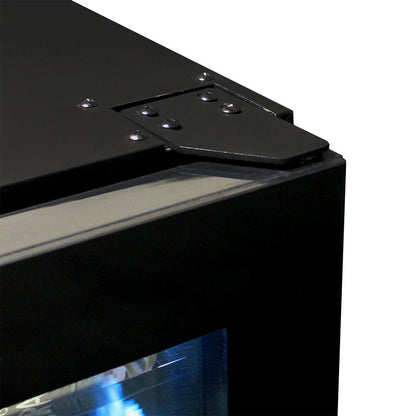 Upright Super Slim Depth Quiet Running Glass Front 2 Zone Wine Fridge With 5 x Led Colour Options