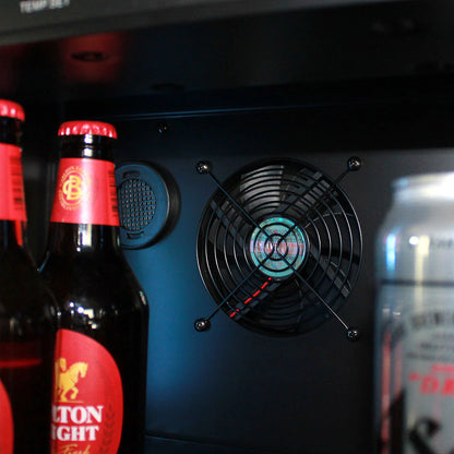 Upright Super Slim Depth Quiet Running Glass Front Beer Fridge With 5 x LED Colour Options