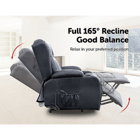 Furniture > Sofas - Recliner Chair Electric Massage Chair Lift Heated Leather Lounge Sofa Black