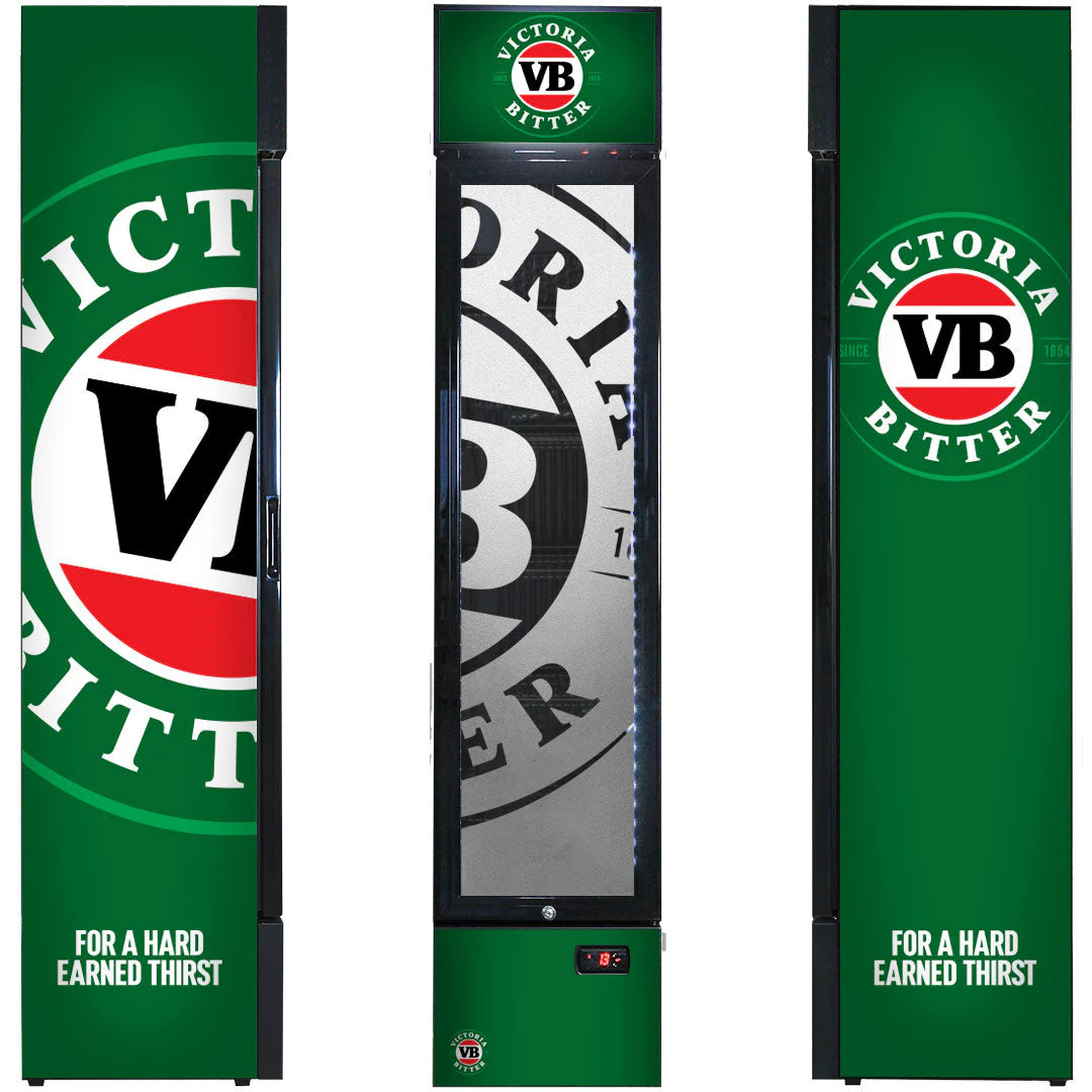 Victoria Bitter Branded Skinny Upright Bar Fridge 2 Yrs Parts/Labour