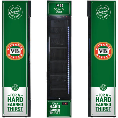 Victoria Bitter Original Branded Skinny Upright Bar Fridge 2YRS Parts /Labour