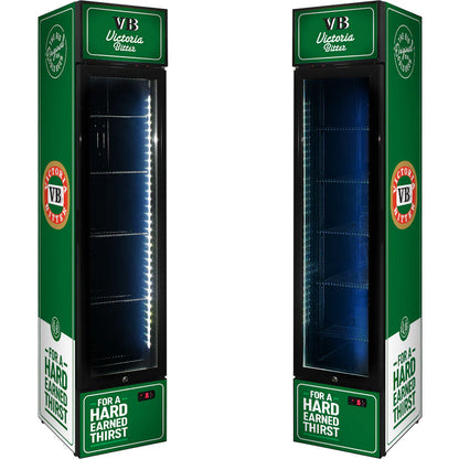 Victoria Bitter Original Branded Skinny Upright Bar Fridge 2YRS Parts /Labour