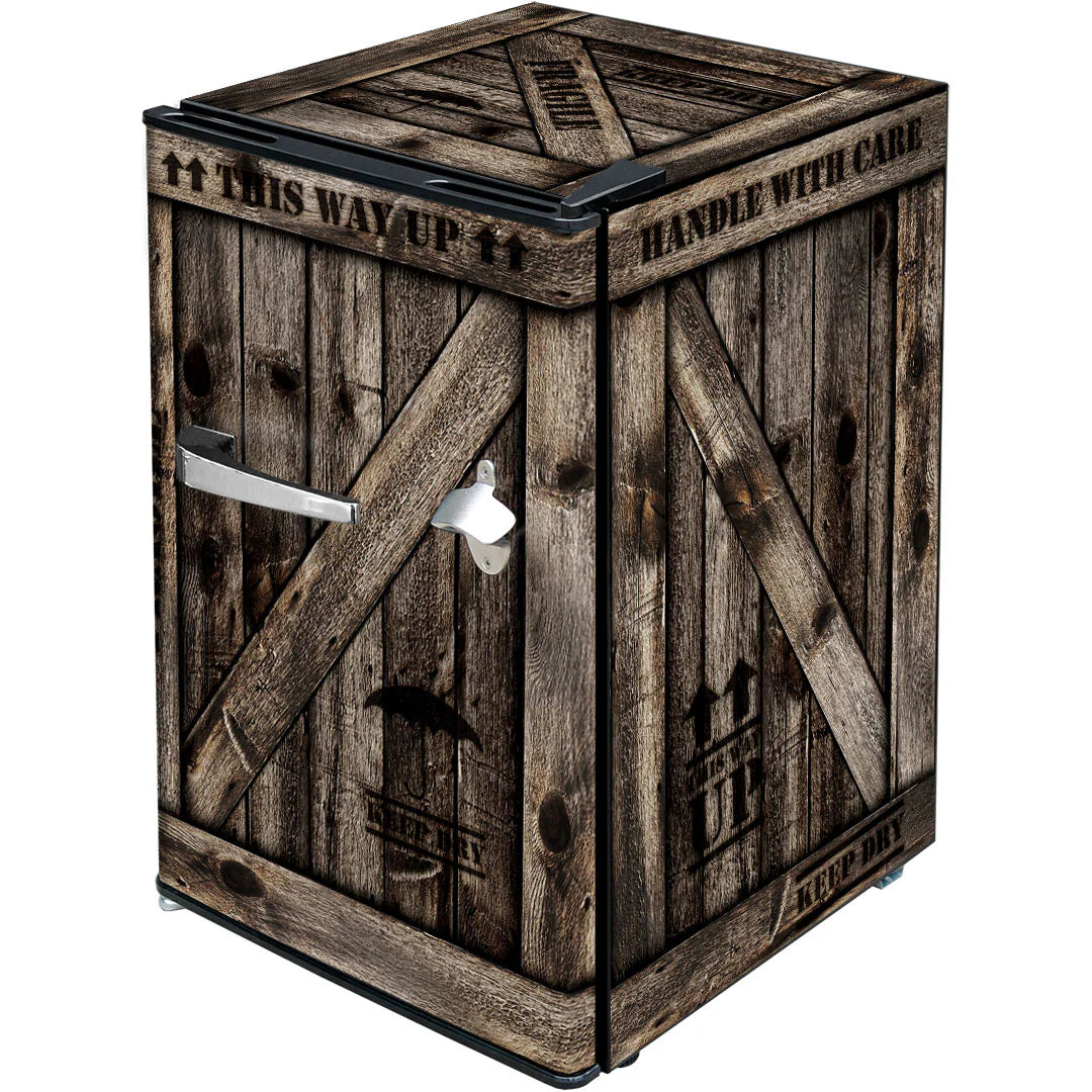 WOODEN CRATE Design Retro Mini Bar Fridge 70 Litre Schmick Brand With Opener