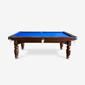 Solid Oak 8ft Slate Pool Table - Walnut Frame/Blue Felt [SHIPS IN 1 WEEK]