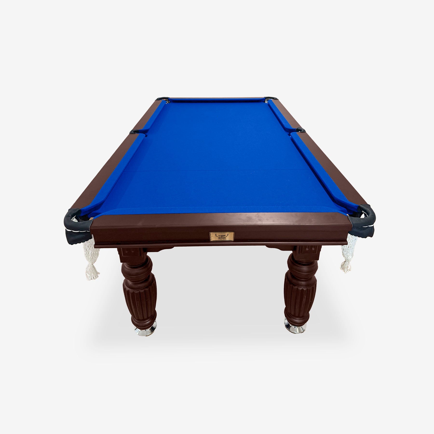 Solid Oak 8ft Slate Pool Table - Walnut Frame/Blue Felt [SHIPS IN 1 WEEK]