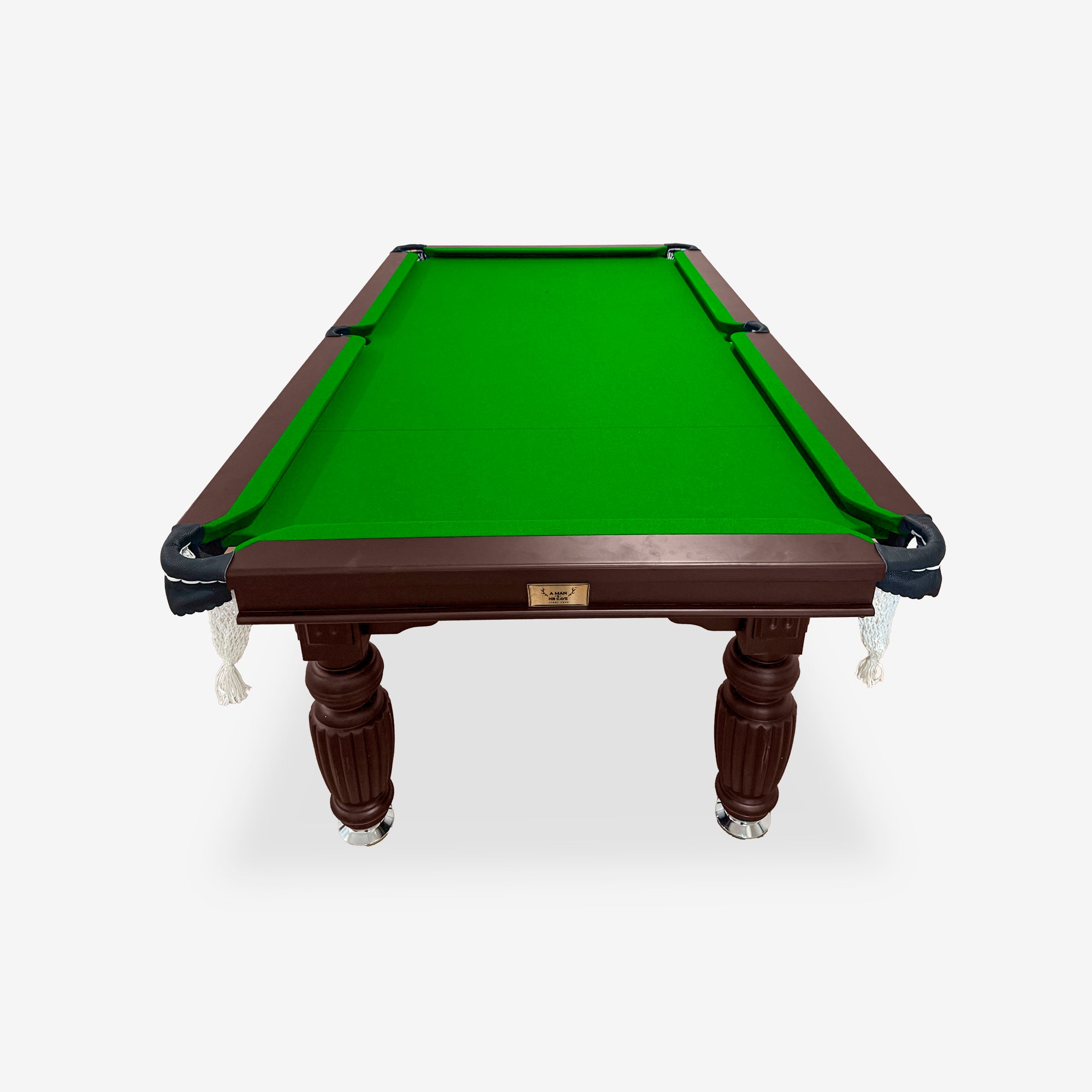Solid Oak 8ft Slate Pool Table - Walnut Frame/Green Felt