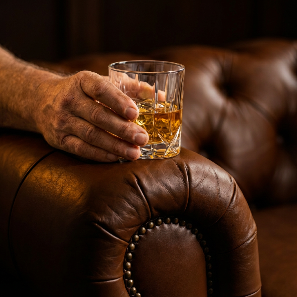 Winston Classic Vintage Leather Chesterfield lounge chair – Camel Brown