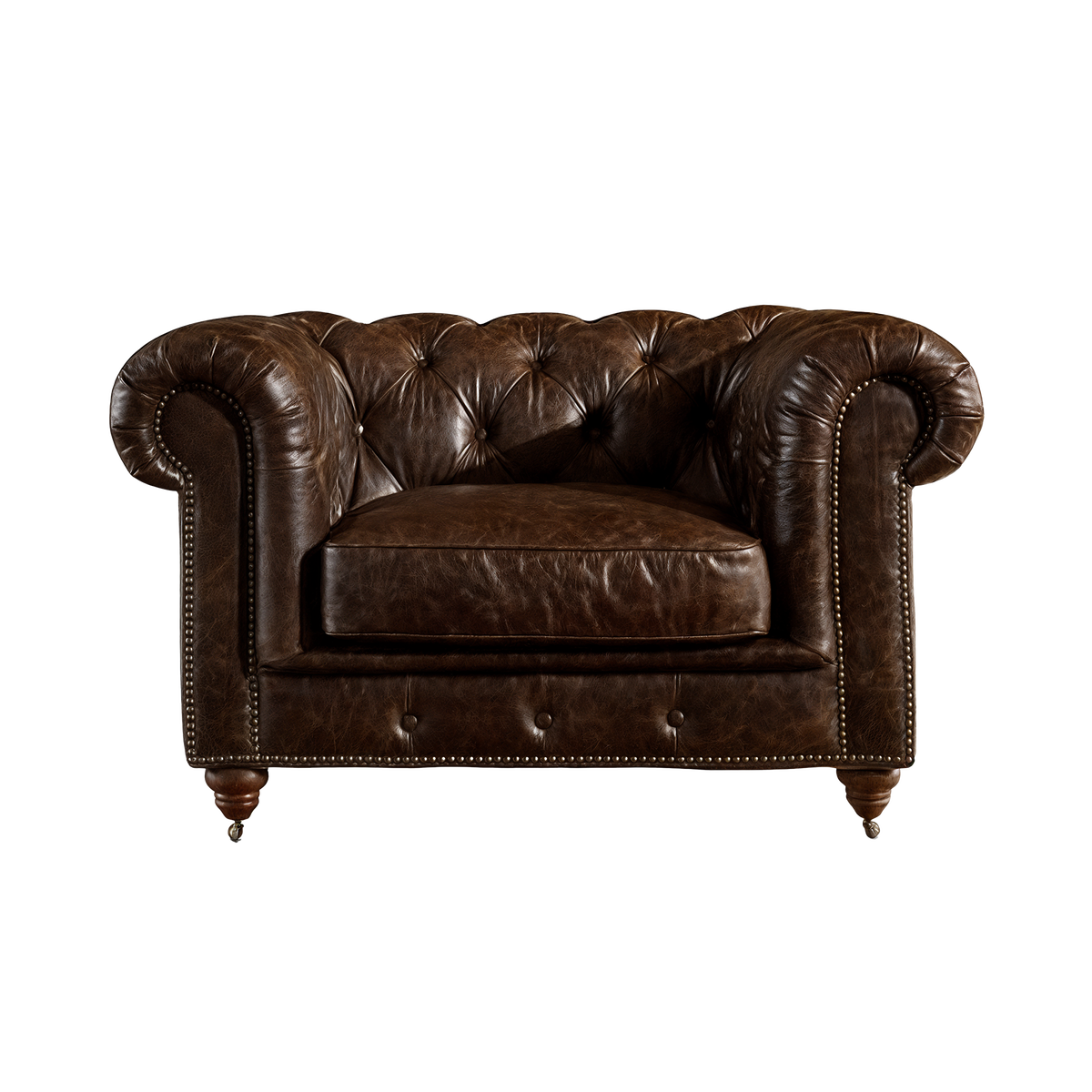 Winston Classic Vintage Leather Chesterfield lounge chair – Cigar Brown