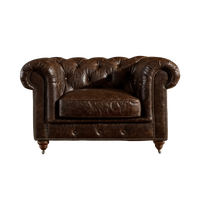 Winston Classic Vintage Leather Chesterfield lounge chair - Cigar Brown