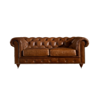 Winston Two Seat Classic Vintage Leather Chesterfield Lounge - Camel Brown
