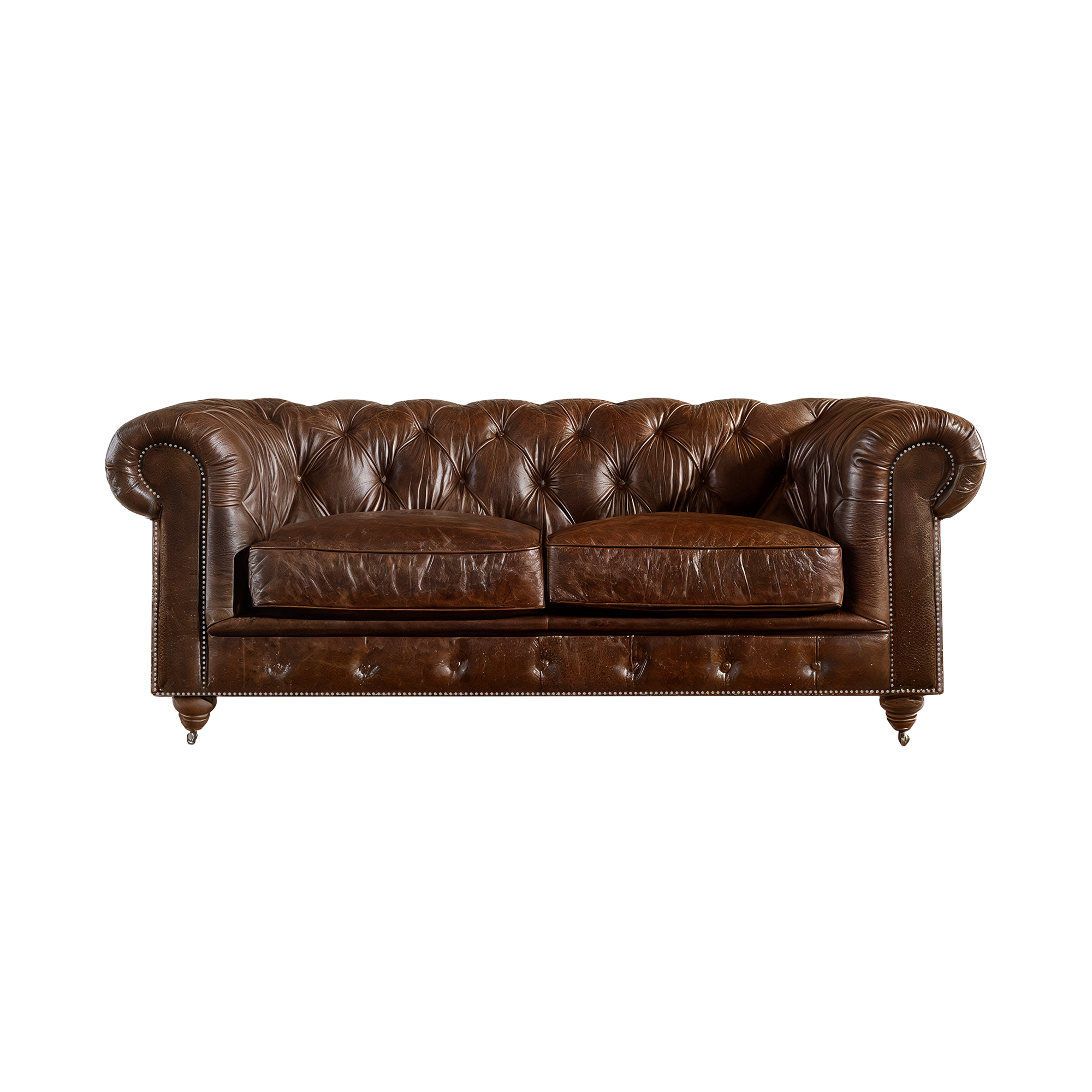Winston Two Seat Classic Vintage Leather Chesterfield lounge – Cigar Brown