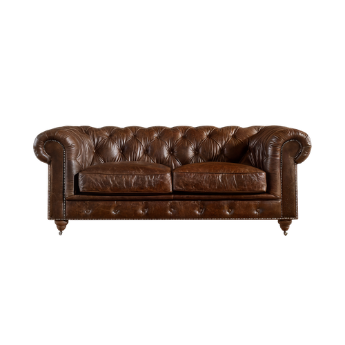 Winston Two Seat Classic Vintage Leather Chesterfield lounge – Cigar Brown
