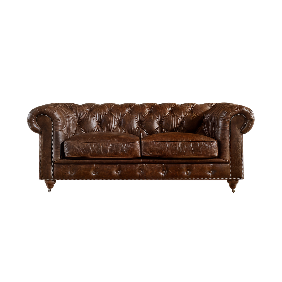 Winston Two Seat Classic Vintage Leather Chesterfield lounge – Cigar Brown