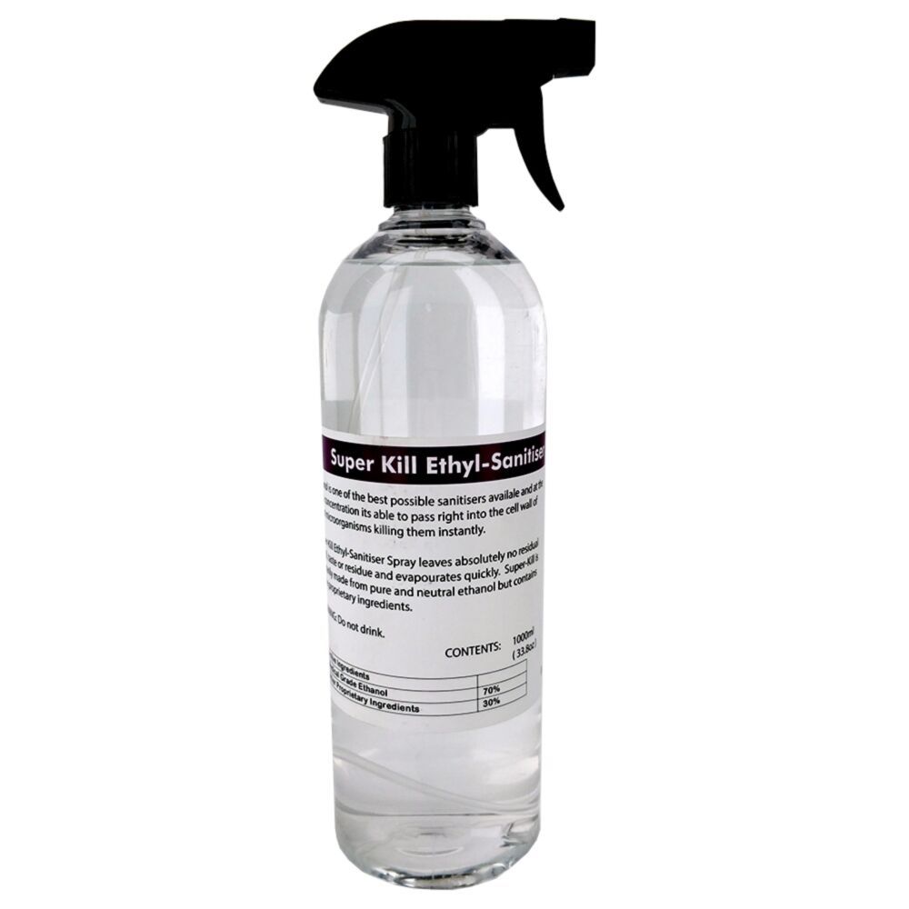 Super Kill Ethyl Sanitiser Spray 1000mL (Ethanol. Alcohol)