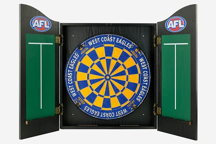 West Coast Eagles AFL Dart Board and Cabinet Set