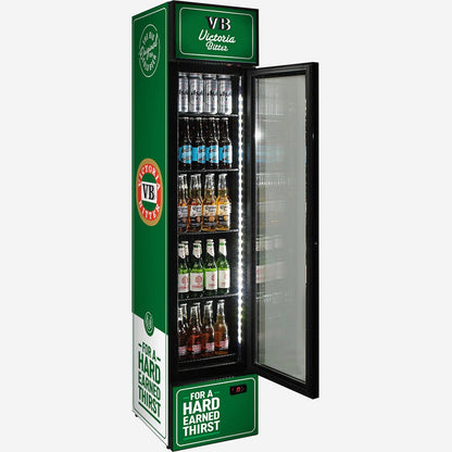 Victoria Bitter Original Branded Skinny Upright Bar Fridge 2YRS Parts /Labour