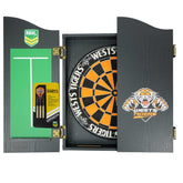 Wests Tigers Dart Board and Cabinet Set