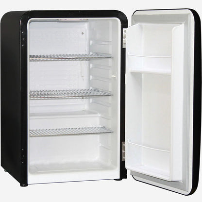 Black Rounded Quiet Running Energy Efficient Mini Bar Fridge Model HUS-RND70B