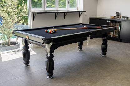 Solid Oak 8ft Slate Pool Table - Black Frame/Black Felt [SHIPS IN 7 WEEKS]