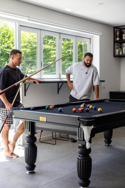 Solid Oak 8ft Slate Pool Table - Black Frame/Black Felt [SHIPS IN 7 WEEKS]