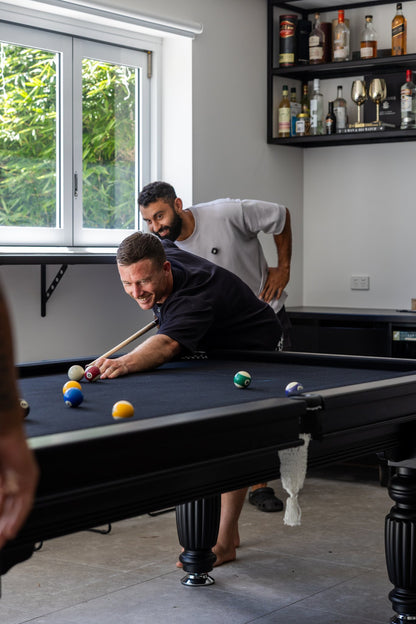 Solid Oak 7ft Slate Pool Table - Black Frame/Black Felt