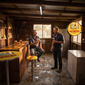 Resch's bar setup in an Australian shed