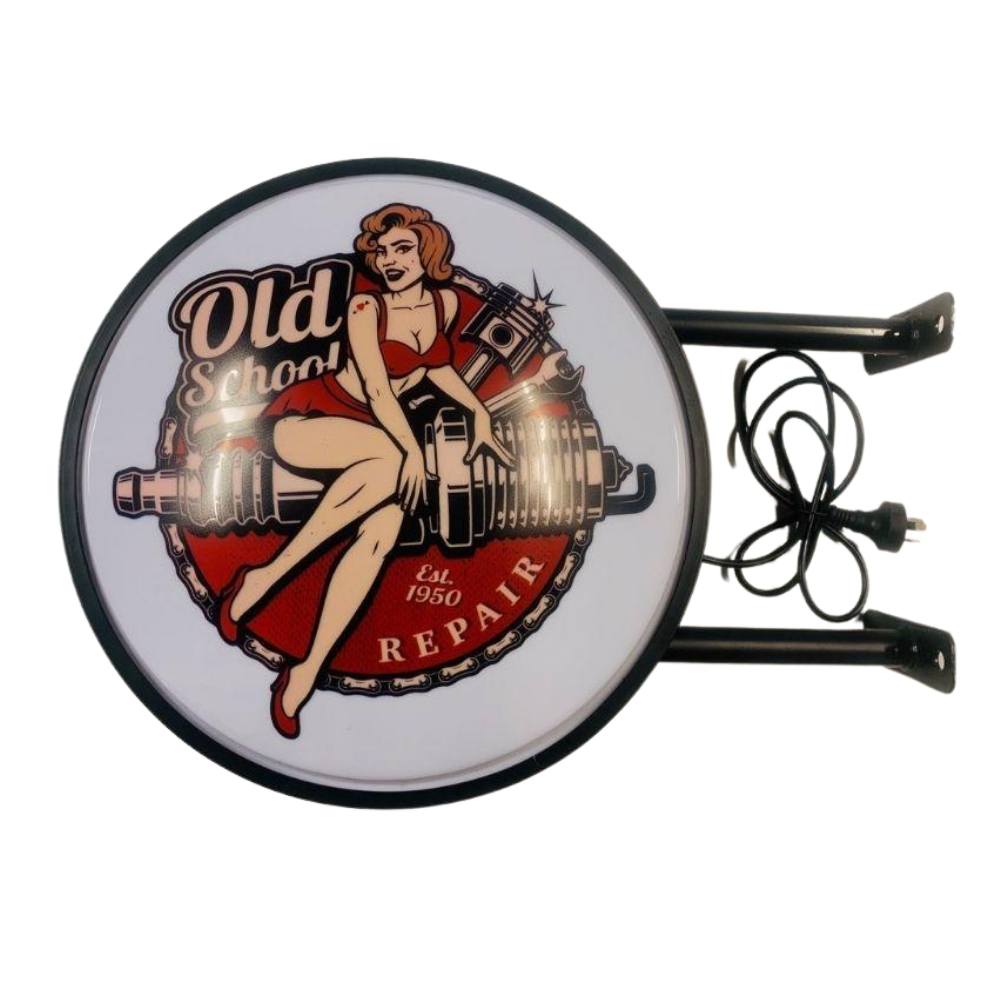 Old School Repair 1950 Biker Bar Lighting Wall Sign Light LED