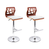 Artiss Set of 2 Wooden Gas Lift Bar Stools - White and Wood