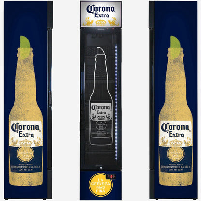 Corona Branded Skinny Upright Bar Fridge