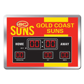 Licensed AFL Gold Coast Suns Aussie Rules Glass SCOREBOARD LED Clock Man Cave