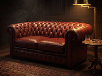 Barrister Two-Seat Chesterfield Lounge - Oxblood