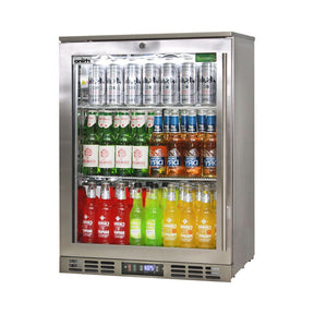 Rhino Stainless Steel 1 Heated Glass Door Bar Fridge With Low Energy Consumption - Left Hinged SG1L-HD