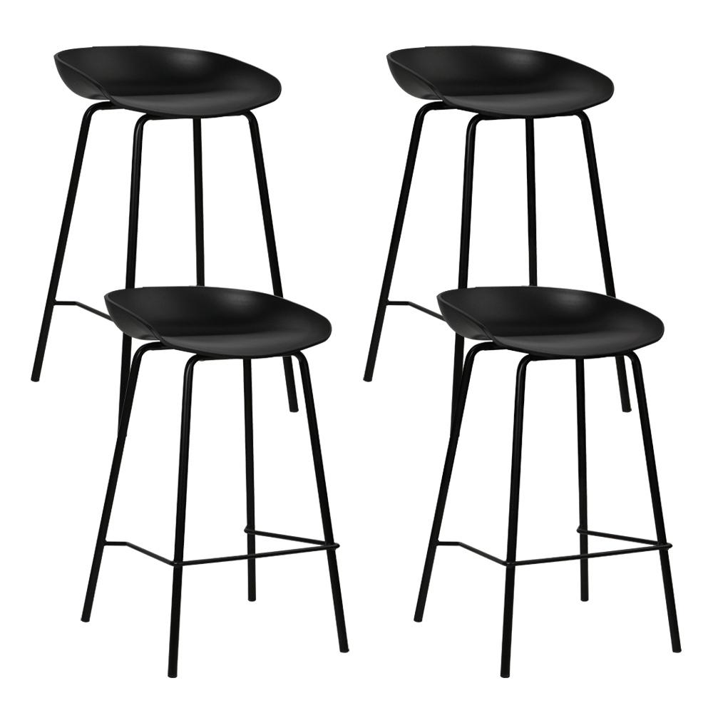 Artiss Set of 4 Metal Bar Stools - Black