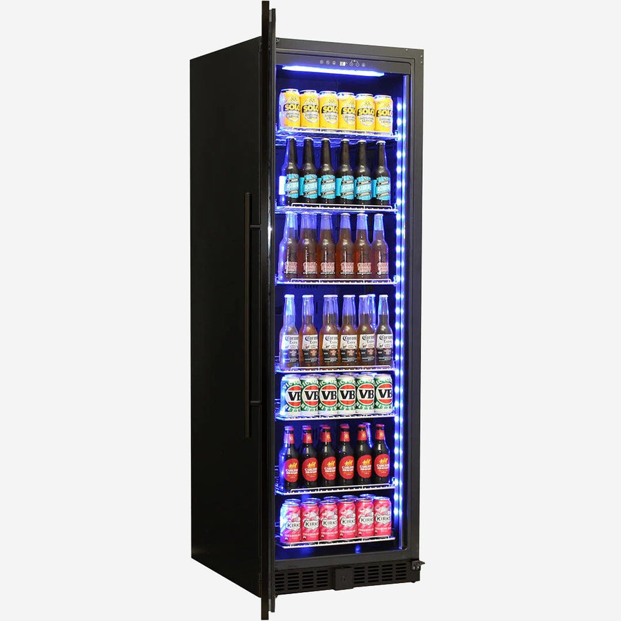 Schmick Black Upright Glass Door Drinks Refrigerator Model BD425B-B Left Hinged - Model BD425B-B