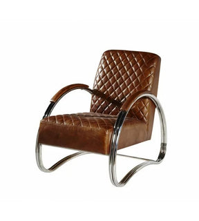 Pleated Leather Lounge Armchair